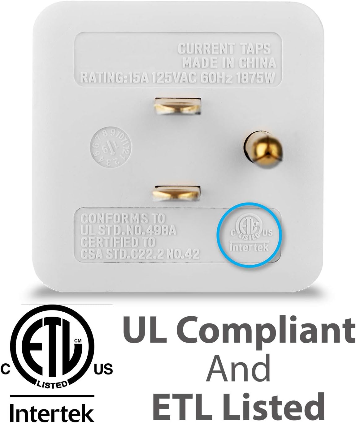 3 Outlet Wall Adapter Tap (3 Pack), Fosmon 3-Prong Portable Travel Mini Plug Grounded Indoor AC Outlet, ETL Listed - White: Home Audio & Theater