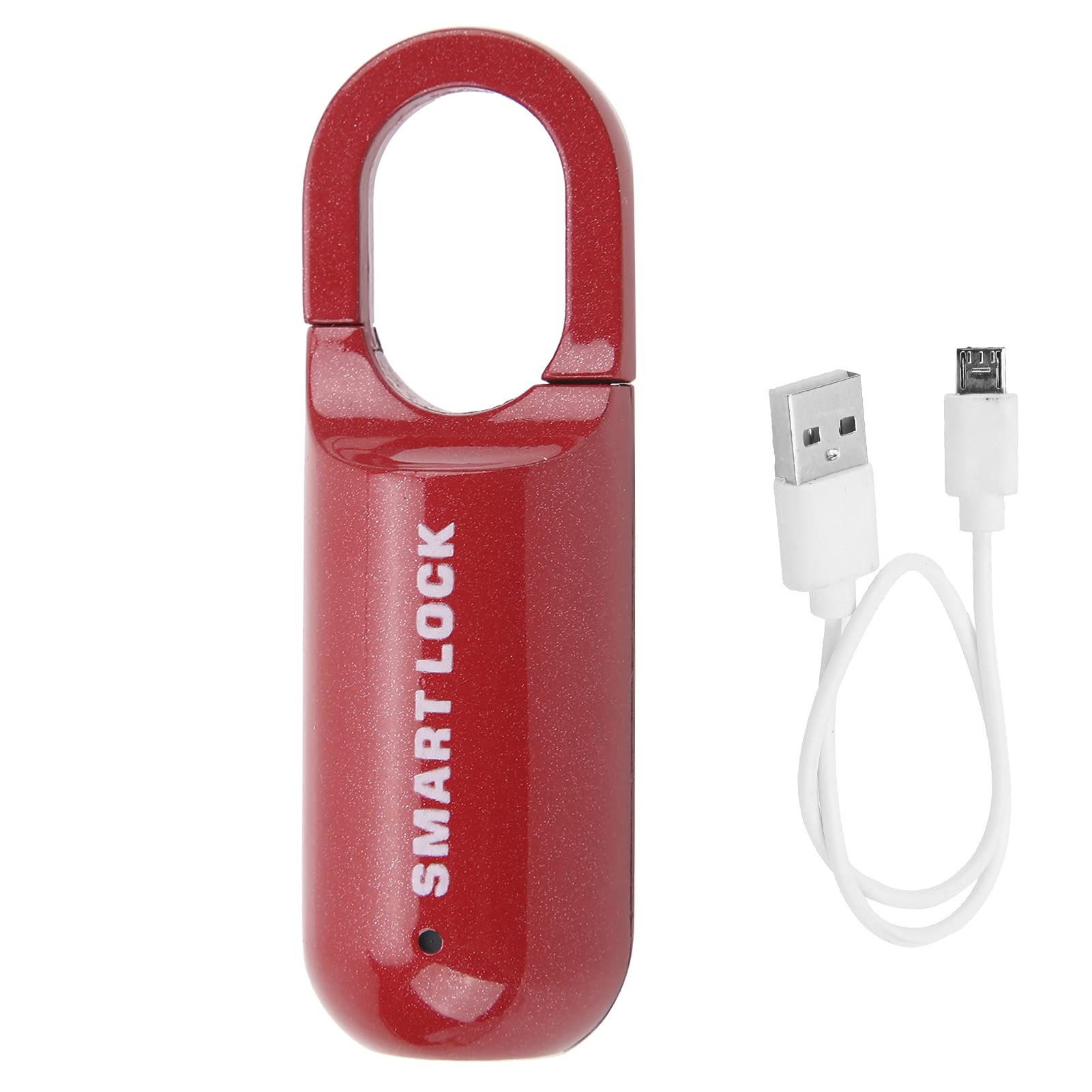 Fingerprint Padlock USB Rechargeable Keyless Fingerprint Lock Anti‑Theft Security Padlock for Luggage Case Backpack Drawer (Red)