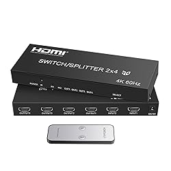 4K@60Hz HDMI Switch Splitter 2 in 4 Out with