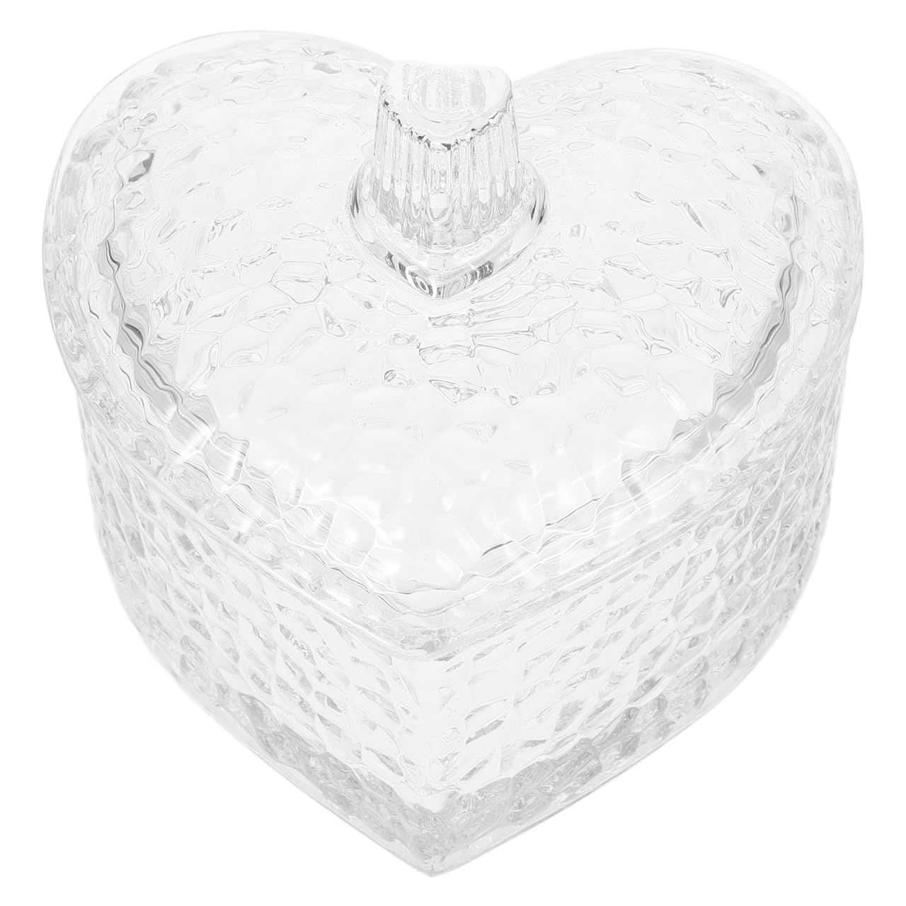 Cabilock Glass Heart Shaped Jewelry Box Candy Dish with Lid Ring Earring Trinket Storage Box Vintage Jewelry Trinket Holder Box Organizer Decorative Jar