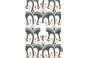 Pznen Cute Cartoon Penguin Single Toggle Switch Plates Antarctic Penguin Emperor Penguins Light Switch Cover for Boy Girl Room Nursery Decor