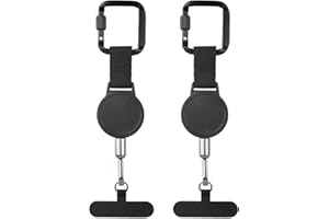 2 Pcs Retractable Phone Lanyard with Metal Tether Tab – Anti Theft Phone Strap for Hiking & Cycling – Extendable Mobile Phone