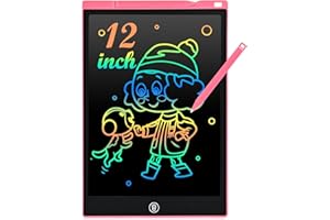 cimetech LCD Writing Tablet, Toys Gifts for 3-8 Year Old Girls Boys, 12 Inch Colorful Drawing Pad for Kids Doodle Board, Christmas Stocking Stuffers Birthday Gifts for Toddler Travel Activities, Pink