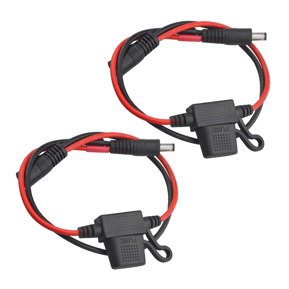 WMYCONGCONG 2 PCS 2 PCS DC 5.5mm x 2.1mm Male to Female Extension Cable DC Quick Disconnect Wire Harness 14AWG with 10A Fuse for LED Strip Surveillance Camera