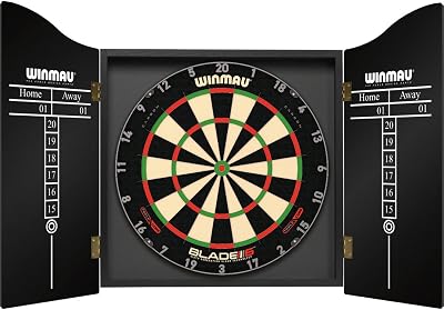 WINMAU Pro Line Deluxe Dartboard Cabinet Veneer Wood Easy Wipe Scoring