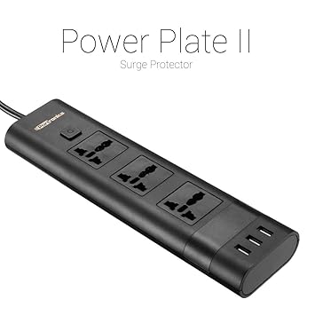 Portronics Power Plate II POR-671, 5A Electrical Universal Sockets and 3 USB Ports (Black)