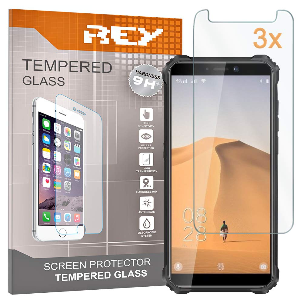 REY Screen Protector for OUKITEL WP5, Tempered Glass Film, Premium quality, Perfect protection for scratches, breaks, moisture, [Pack 3x]