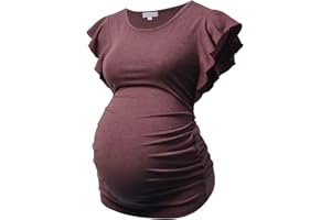 Bhome Maternity Tops Flying Shorts Sleeve Tshirt Side Ruched Pregnant Blouse Casual Pregnancy Tunic
