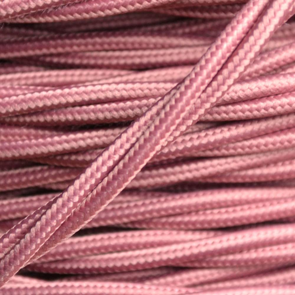 PRE-CUT 3 Meter Length Vintage Styled British Old Dusky Pink Coloured Cloth Covered Braided Twist Flex - Electric Cable 3 Core; Electrical Wire 3Amp; Lighting Flex 0.50mm