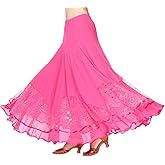 CISMARK Elegant Ballroom Dance Latin Dance Party Long Swing Race Skirt for Women