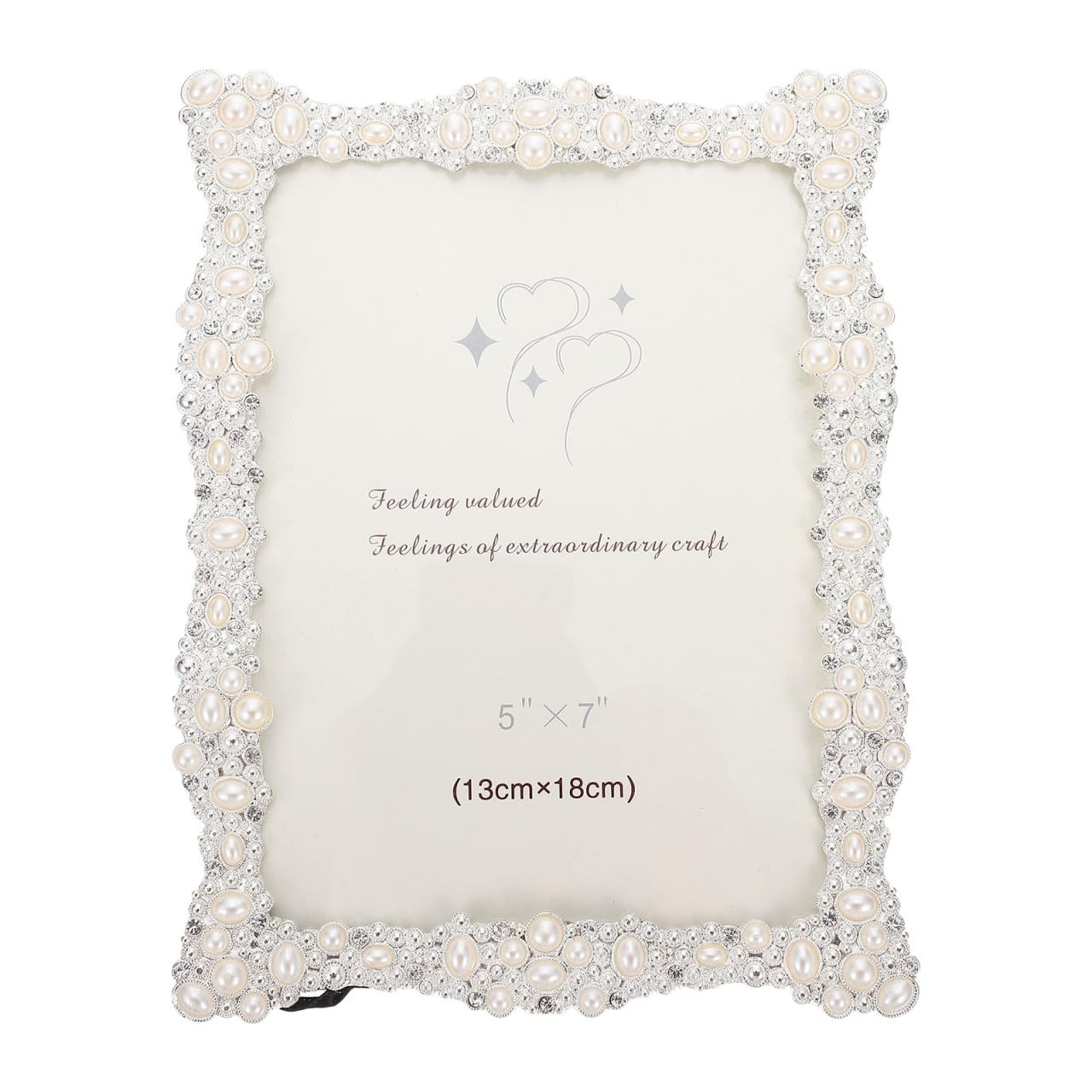 Wedding Decor Picture Pearl Picture Frame Metal Photo Frame Vintage Photo Display Crystal Decor 7inch for Anniversary Wedding