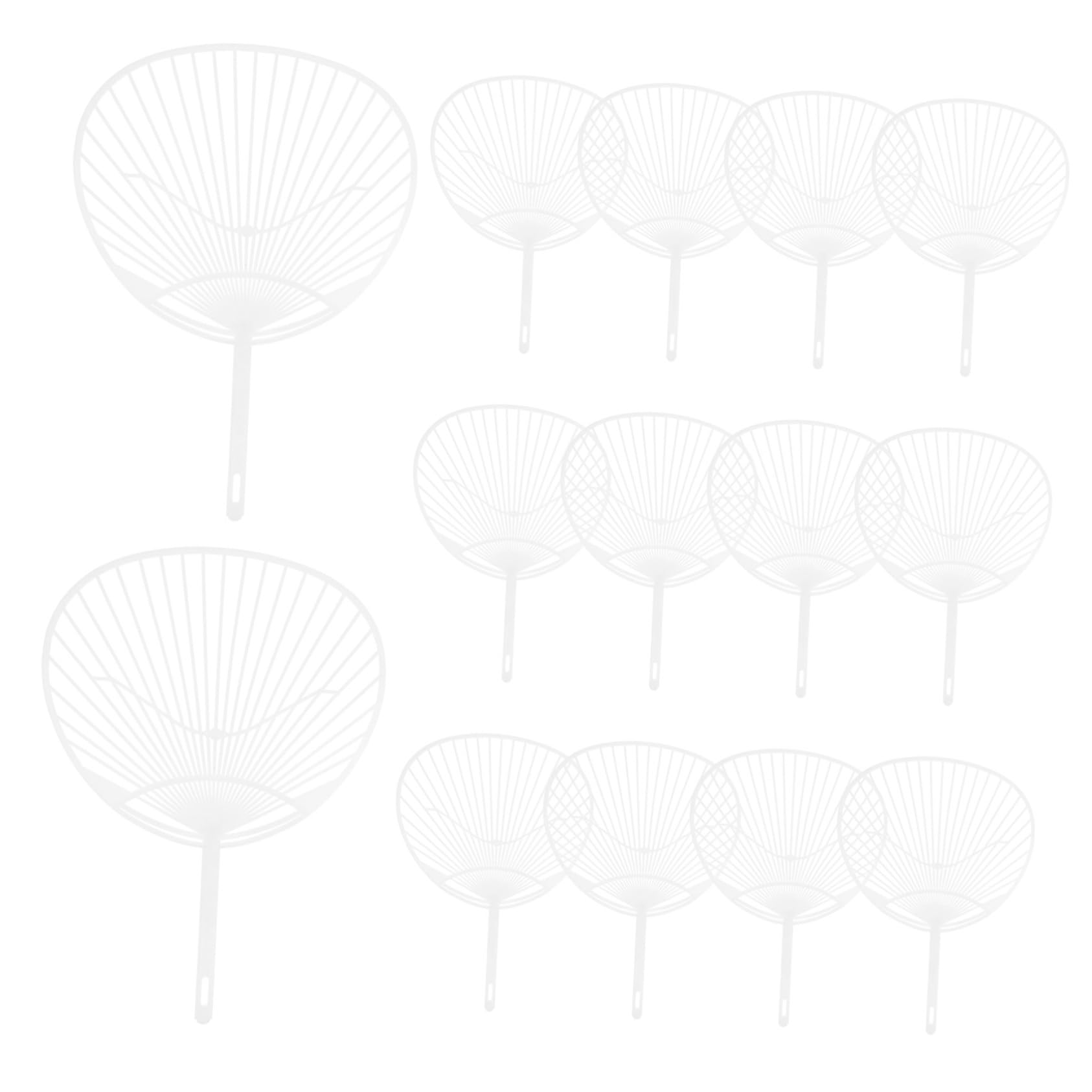 FOMIYES 20pcs DIY Japanese Uchiwa Fan Kit (White) Hand-held Fan Framework