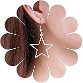 Andelaisi Boho Star Earrings Gold Star Drop Earrings Hollow Star Dangle Earrings Minimalist Star Hook Earrings Jewelry for Women