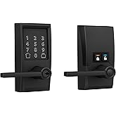 Schlage FE789WBCEN622LAT Encode Century WiFi Latitude Lever Smart Keyless Entry Touchscreen Door Lock, Matte Black