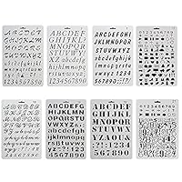 COCODE Plastic Bullet Journal Stencil Template Set of 8 with Letters Number Alphabet Pecfect for Planner/Notebook/Diary/Scrapbook/Journaling/Graffiti/Card DIY Drawing Painting Craft Projects