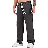 SHAGGA Men's Sweatpants Open Hem Joggers Baggy Lounge Pants Stretch Waist Athletic with Pockets for Running Gym Workout