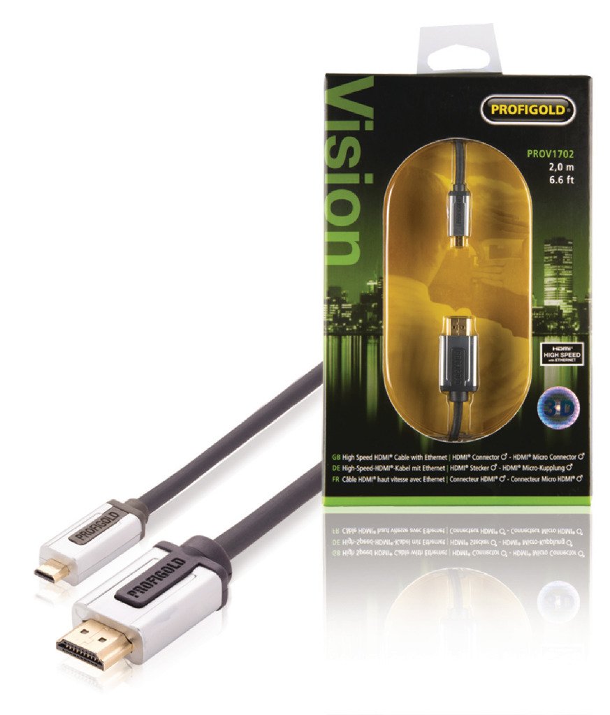 Profigold 2m High Speed HDMI to HDMI Mini Cable 99.996 Percent OFC Copper and 24K Hard Gold Connectors