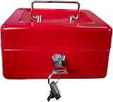 Requisite Needs Metal Money Box Tin 6 Inch Steel Cash Safe Box with Lock view 3