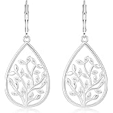 Ritach 925 Silver Dangle Earrings for Women Leverback Filigree Teardrop Earrings Hypoallergenic Silver Dangle Drop Earring for Gifts
