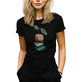 HERCHA Casual Tops for Women Trendy Cotton Cute Graphic Summer Short Sleeve Plus Size Baggy Pullover Crew Neck Shirt