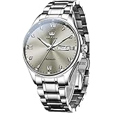 OLEVS Automatic Watches for Men Self Winding Mechanical Wristwatch Luxury Business Dress Stainless Steel Luminous Waterproof Calendar Mens Watch