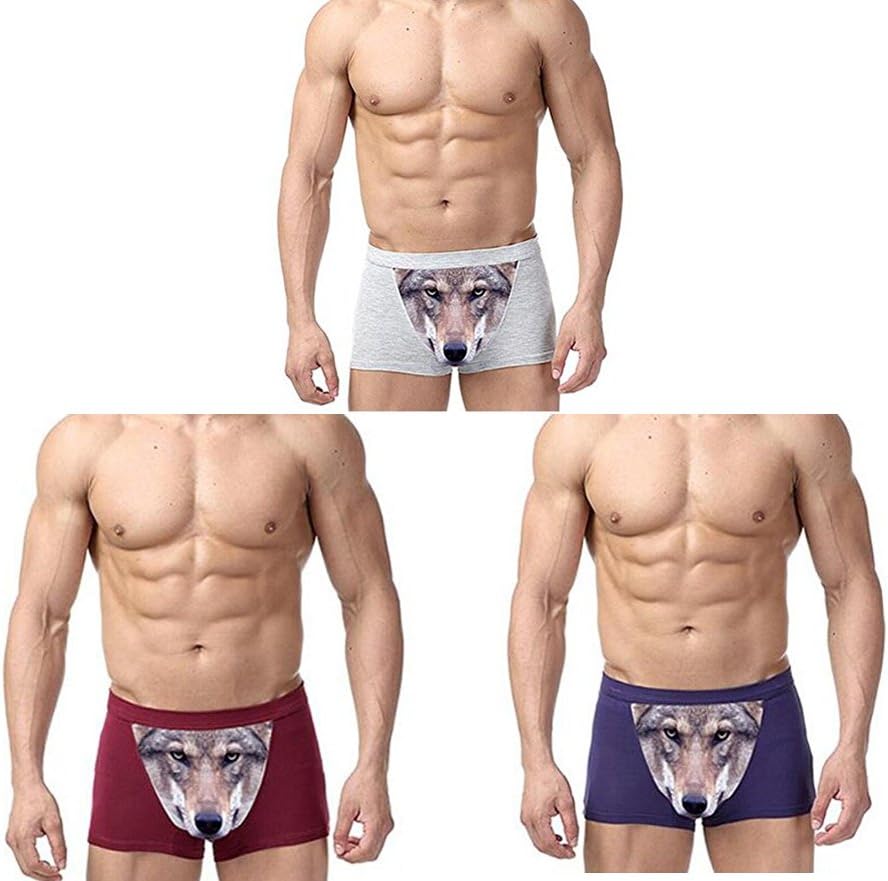 wolf underwear 3pcs/lot Mens Fashion Funny 3D Print Boxers Shorts