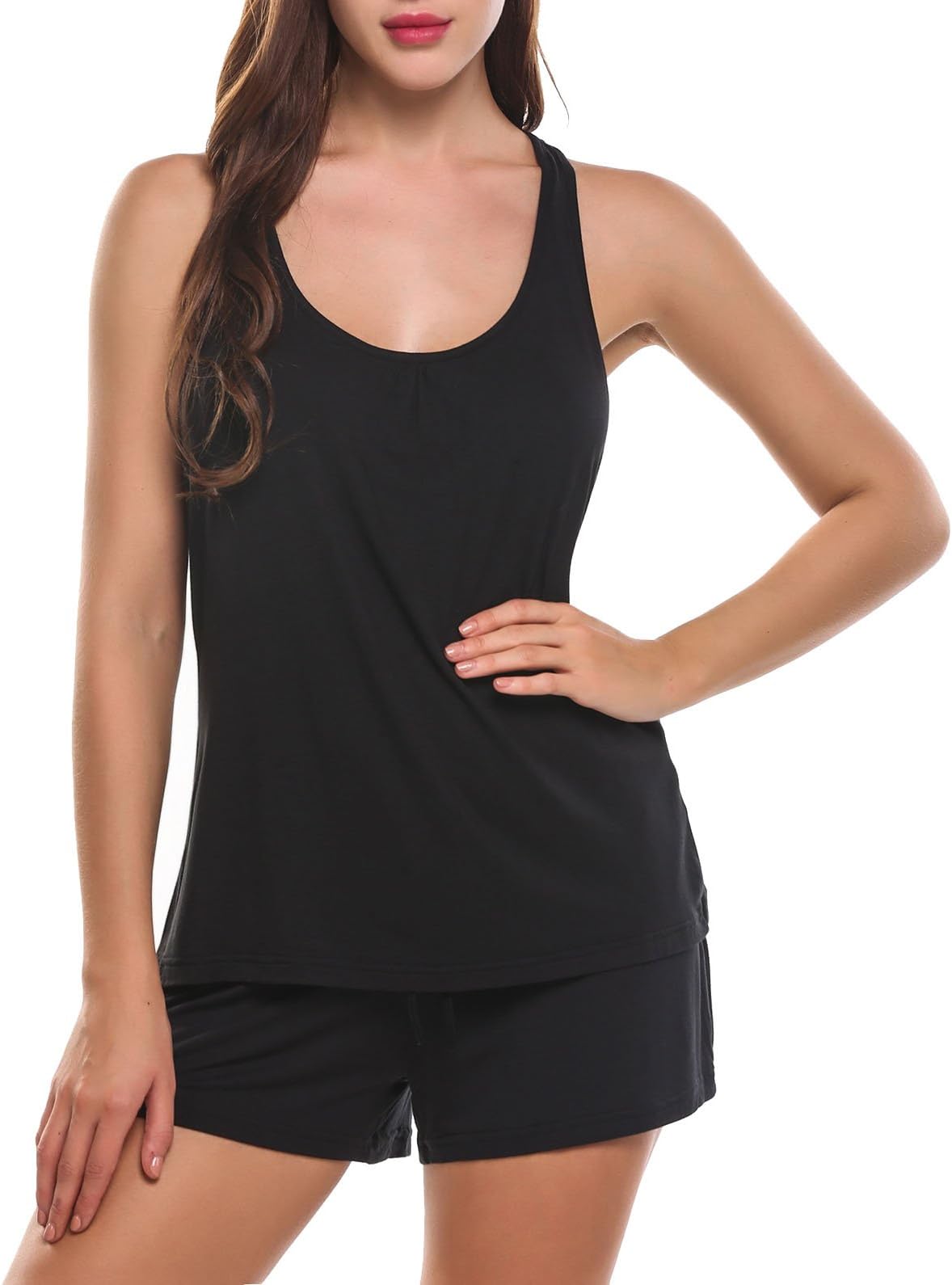 Lonlier Women Summer Soft Sleepwear Tank Top & Shorts Pajama Set