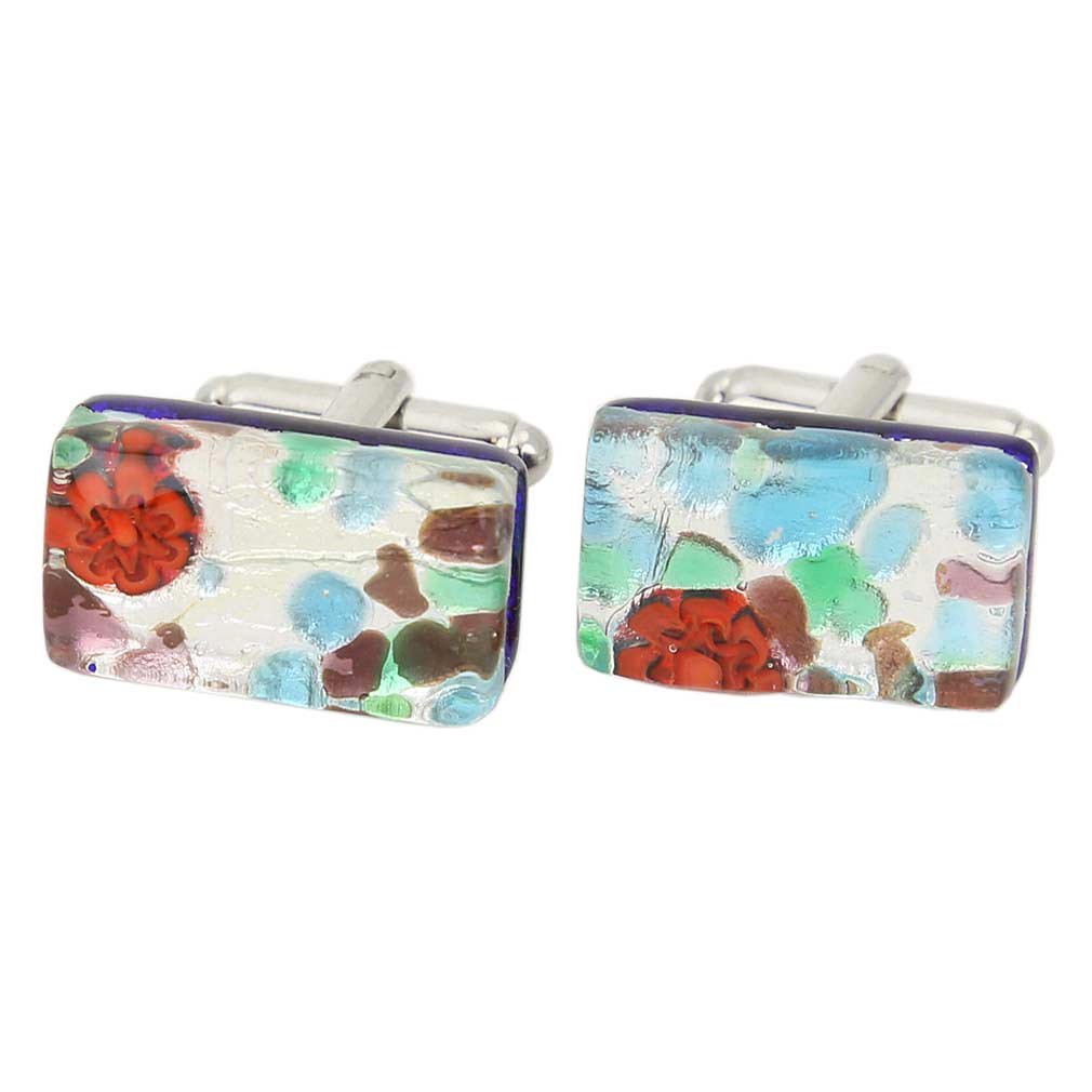 Glass Of Venice Murano Glass Venetian Classic Rectangular Cufflinks - Silver Meadow