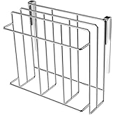 WAGENSTEIGER Stainless Steel Under/Over Cabinet Cutting Board and Kitchen Towel Rack – Space-Saving Rack for Countertop and Cabinet Door Storage, Chopping Board Holder (Two-Layer)