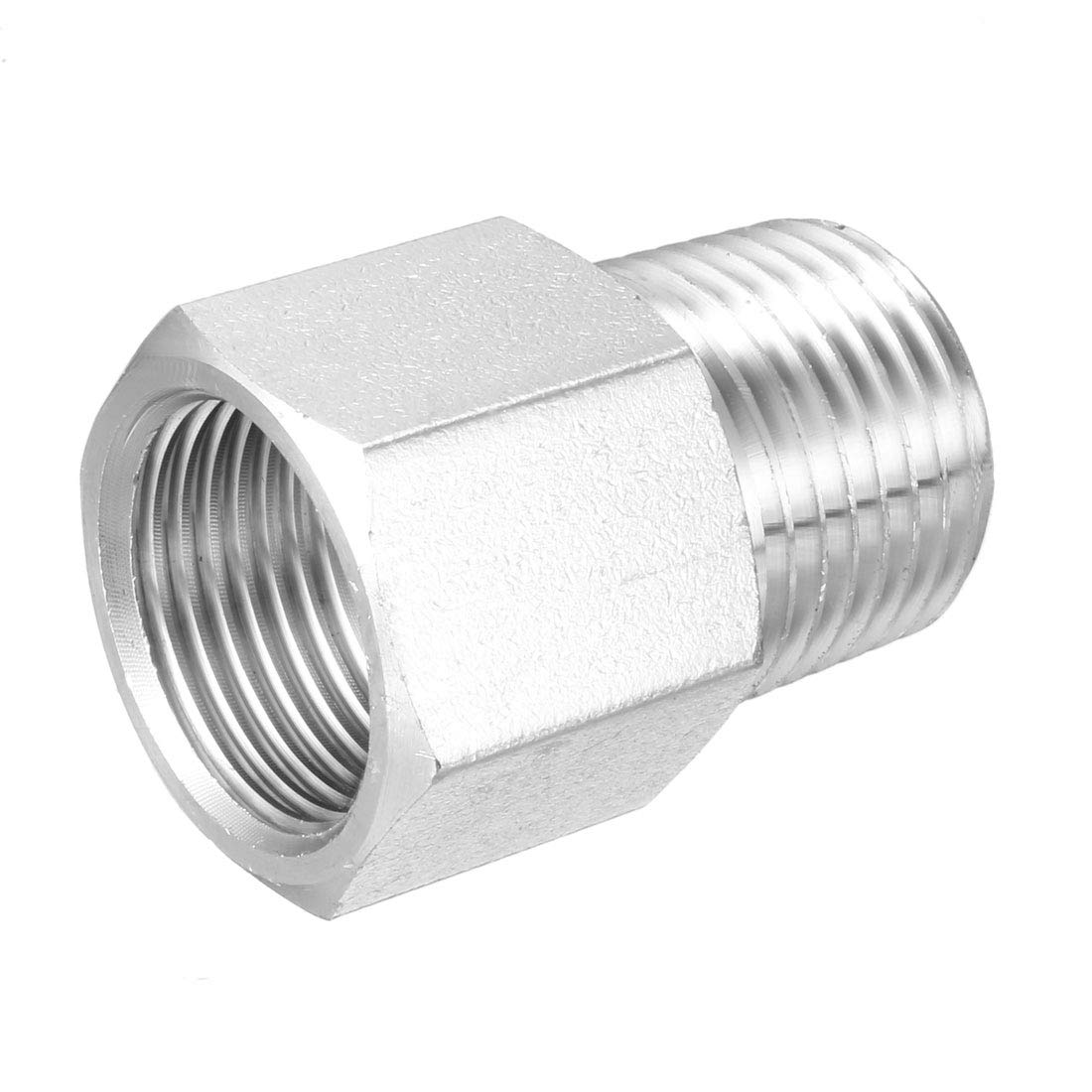 sourcing map Pipe Fitting Reducer Adapter 1/2 NPT Male to M20x1.5 Female, Stainless Steel for Water Oil Air Pressure Gauge