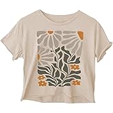 Woffccrd Womens Short Sleeve Crop Tops Wildflower T-Shirts Crew Neck Summer Casual Loose Graphic Tee Tops