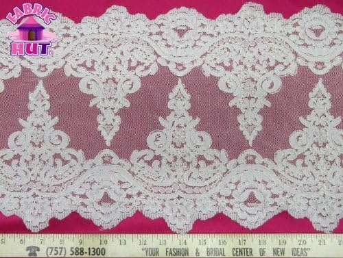 LT 12 IV Ivory 12" Alencon Lace Remembrance Trim By the Yard