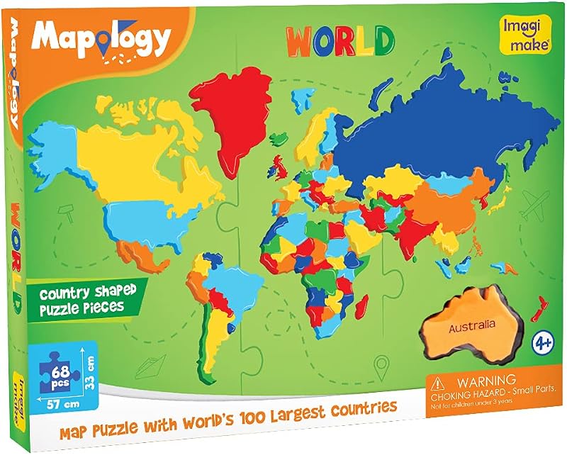 Imagimake Mapology World World Map Puzzle for Kids 65 Pieces 4+ Educational