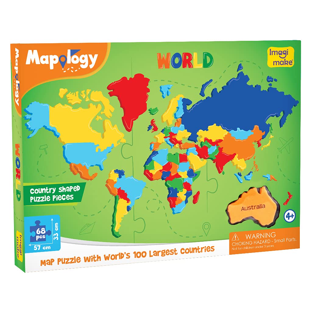 Imagimake Mapology World - Jigsaw World Map Puzzle for Kids | Educational Toys & Games, STEM Toys, Geography Games | Educational Puzzles for Girls | Gift for Boys Age 5-8 | Boys Toys Age 5 โ image 1