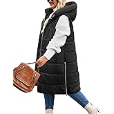 Wiepux Plus Size Long Puffer Vest Women Winter Sleeveless Puffy Jacket with Hood Zip Up Quilted Vest 2025