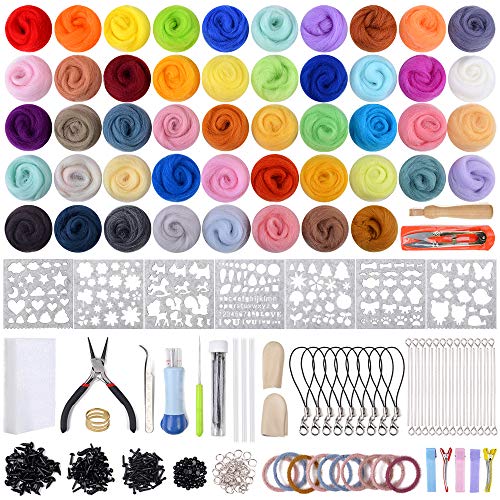 VICOVI Needle Felting Kit Wool Roving 48 Colors Kit 428PCS Needle Felting Starter Set with Complete Wool Felt Tools Wool Yarn Supplies for DIY Craft Animal Home Decoration Hanging Ornaments Gift