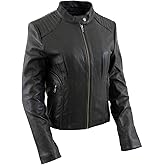 Milwaukee Leather LKL2735 Women's Black Premium Leather Scuba Style Biker Jacket w/Mandarin Collar