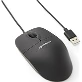 Amazon Basics 3-Button USB Wired Mouse with Responsive Tracking, Plug &amp; Play, Compatible with Windows and Mac, Black