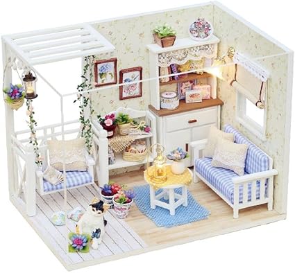VIPECO Durable Doll House DIY Furniture Dust Cover 3D Wooden Mini Dollhouse Toy for Kids Material: Wood