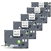 5-Pack TZe-241 TZ Tape 18mm 0.7 Laminated White Compatible for Brother P Touch Label Tape TZe 241 TZe241 TZ-241 for Ptouch PT-D410 PT-D400 D610BT PT-D600 PTD460BT Label Maker, 3/4 Inch x 26.2 Ft