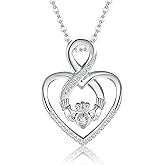 AXOMY Infinity Heart Symbol Necklace 925 Sterling Silver Claddagh Infinity Love Pendant Necklace Claddagh Jewelry Gift for Women