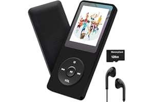 ARUNGO 128GB MP3 Player Music Player with Bluetooth 5.2, Built-in Speaker, FM Radio, Voice Recorder, HiFi Sound, E-Book Function, Earphones Included