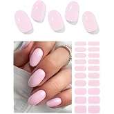 AutyaMee Semi Cured Gel Nail Strips (Pale Pink), 20 Pcs Gel Nail Wraps, Stickers, UV Light Required, Salon Quality, Long Lasting