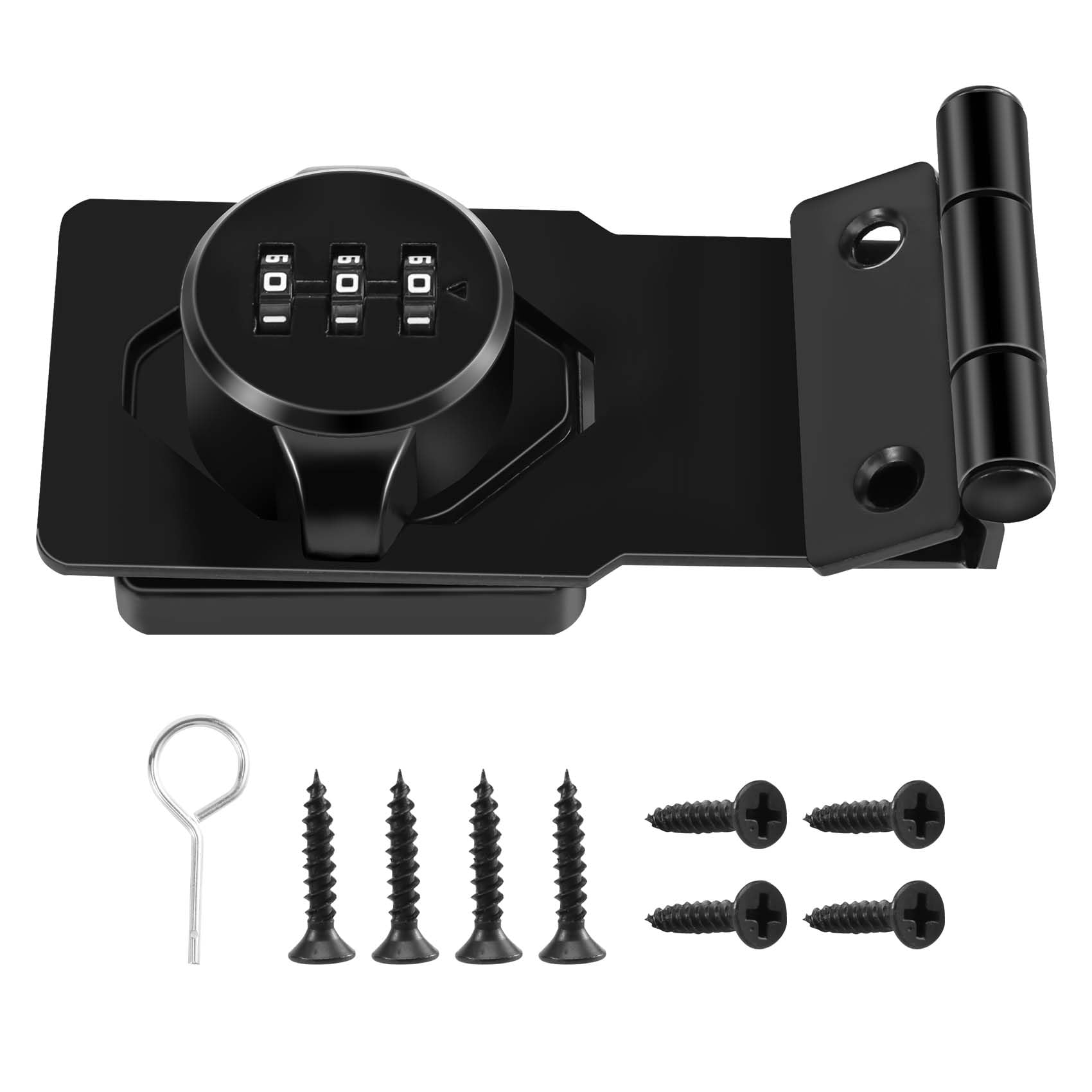 Dedjgoo Household Cabinet Password with Lock, 3-Point Combination Lock, Household Machinery Privacy Lock, Cabinet Door, barn Door, Bathroom, Outdoor, Garden, Mailbox, pet Door (Black)