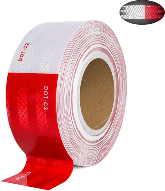 Reflective Safety Tape, Red/White Adhesive Conspicuity Tape Intensity