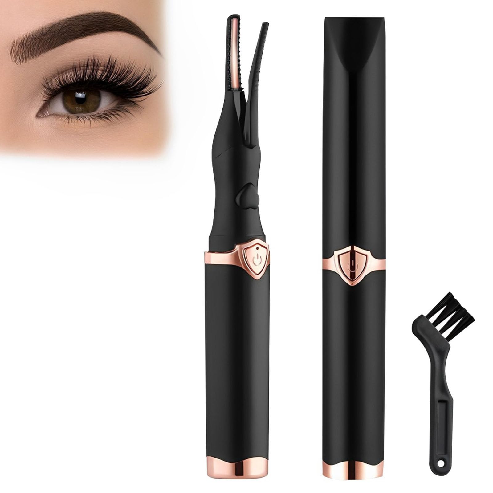 Liameph Heated Eyelash Curler, USB Rechargeable with Brush, 3 Temperature Adjustments, Natural Curled Eyelashes, Anti-Scalding (Black)