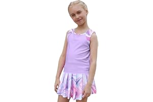 MODAFANS Girls Tennis Golf Pickball Dress Athletic Outfits Kids Tank Top and Skorts Sets
