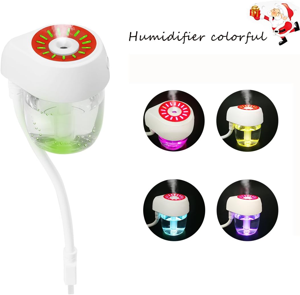 Cool Mist Humidifier Essential Oil Car Diffuser Ultrasonic USB Car Humidifier 85ml Air Refresher 7 Color LED Lights Changing for Home Office Study Yoga Spa Baby Travel Vehicle (Black) (White)