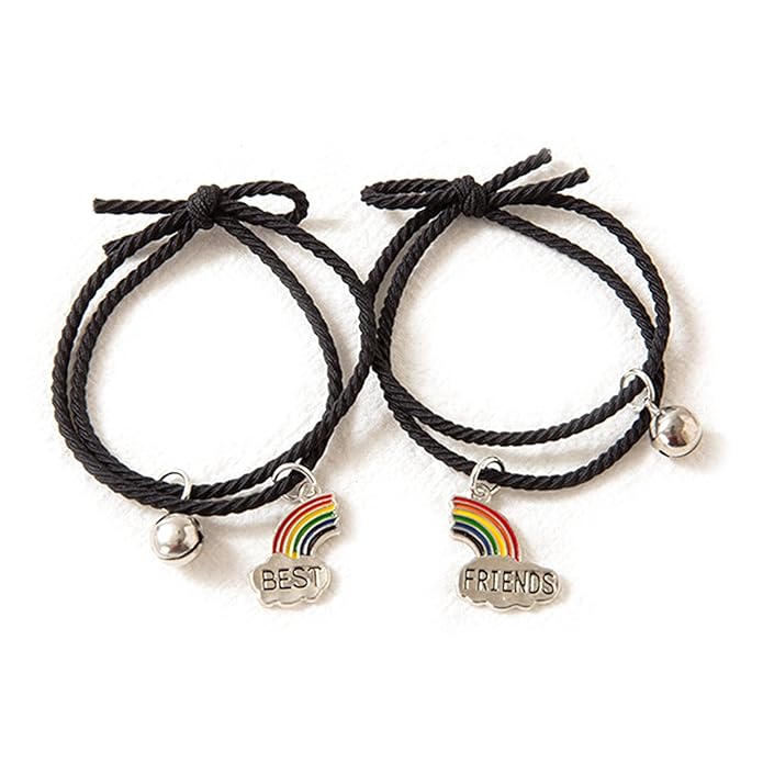 2Pcs Couples BFF Friendship Bracelets Set, Lovely Rainbow