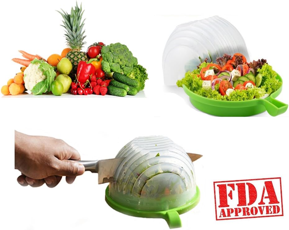 Perfect Salad and Fruit Cutter Bowl and Salad Dressing Container Suitable for Vegetable Chopper Bowl